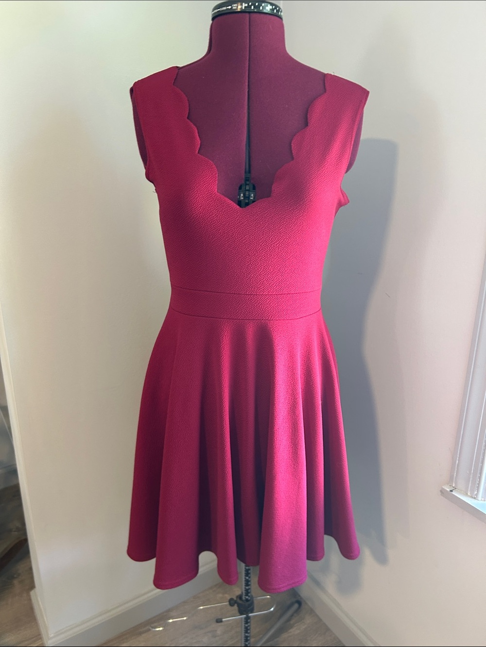 Scarlet Scallop V-Neck Fit & Flare Dress